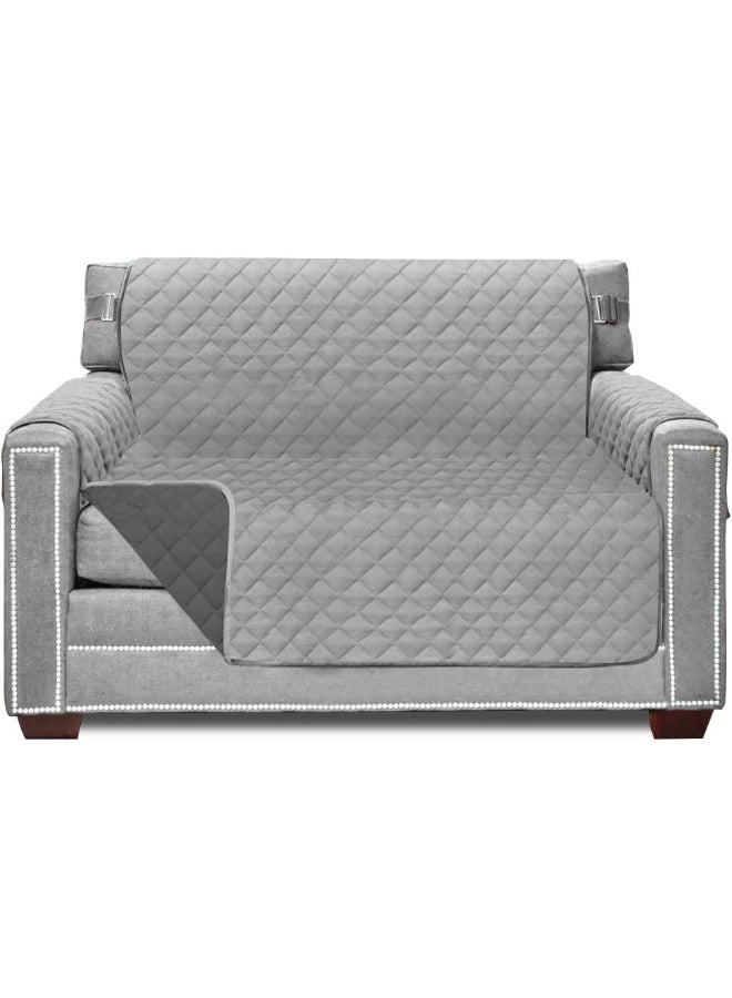 Sofa Shield Sofa Shield Chair Slip Cover with Patented Strap Cushion Protector Reversible Stain and Dog Tear Resistant Slipcover Quilted Microfiber 48in Seat Washable Covers for Dogs Pets Light Gray Charcoal  - Image 5