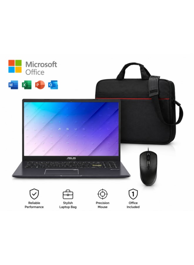 ASUS Vivobook Go 15 E510KA Slim Laptop 15.6" HD Display | Intel Celeron N4500 | 4GB RAM | 128GB eMMC | Intel UHD Graphics | Windows 11 | MS Office 365 Personal | English\Arabic Keyboard | Star Black - Image 1