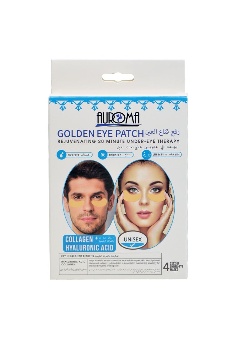 AUROMA 4Pcs Eye Masks for Dark Circles and Puffiness,  Under Eye Patches for Puffy Eyes Treatment, Under Eye Gel Pads Collagen for Eye Bags Treatment, Gel Eye Mask Skincare, Gold  - Image 2