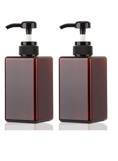 SYOSI Pump Bottle Dispenser Refillable Square Plastic Lotion Empty for Essential Oil Soap Shampoo Bathroom Kitchen Travel 2Pack 450ml  - Image 1