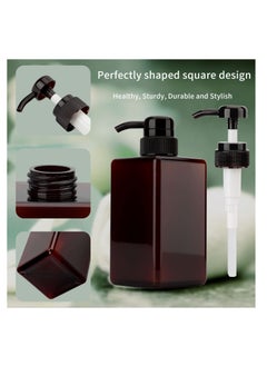 SYOSI Pump Bottle Dispenser Refillable Square Plastic Lotion Empty for Essential Oil Soap Shampoo Bathroom Kitchen Travel 2Pack 450ml  - Image 2