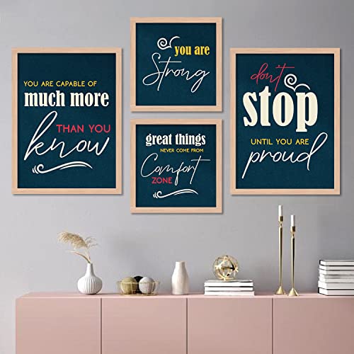 walllane - Inspirational Wall Poster With Frames- Motivational Quotes for Home Office Study Room Library/Frames For Wall Decor (10 inch x 13 inch) Set Of 4 Cate-7 - Image 1