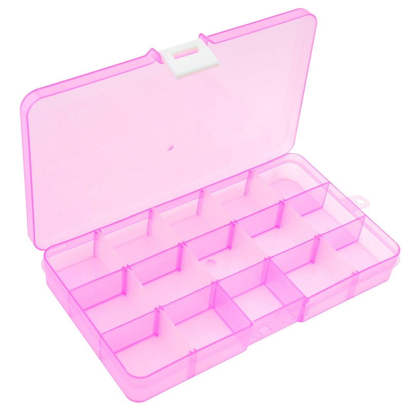 OriGlam 1pcs 17x10CM Plastic Organizer Storage Box with Adjustable Dividers, Jewelry Storage Container Box for Office Supplies Beads Crafts Fishing Tackles (Pink) - Image 1