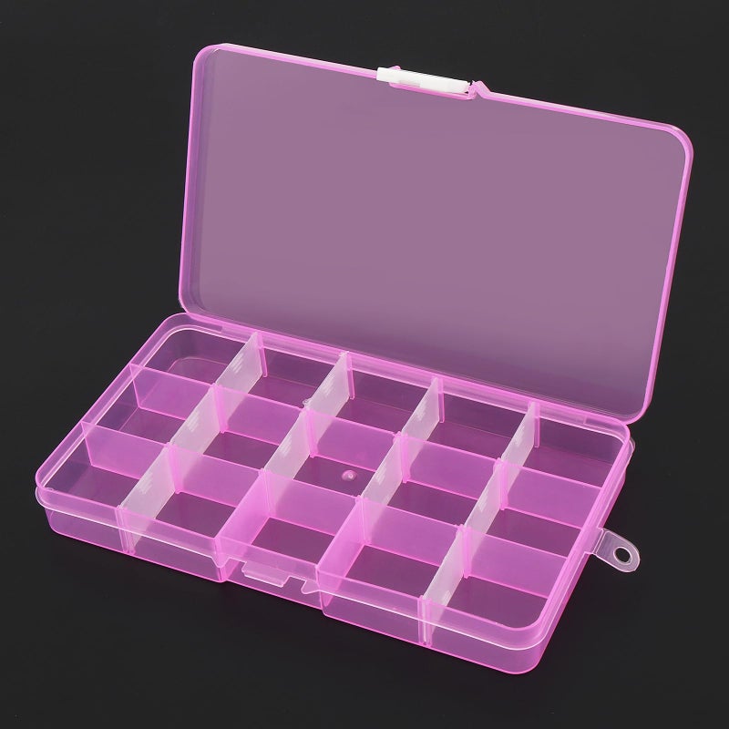 OriGlam 1pcs 17x10CM Plastic Organizer Storage Box with Adjustable Dividers, Jewelry Storage Container Box for Office Supplies Beads Crafts Fishing Tackles (Pink) - Image 2
