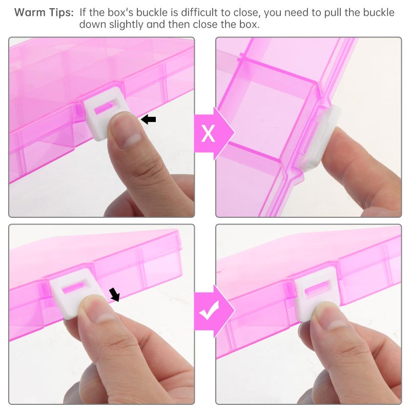 OriGlam 1pcs 17x10CM Plastic Organizer Storage Box with Adjustable Dividers, Jewelry Storage Container Box for Office Supplies Beads Crafts Fishing Tackles (Pink) - Image 5