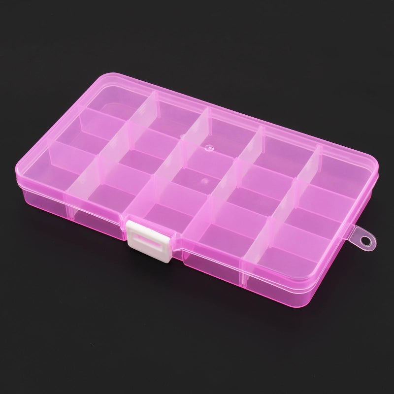 OriGlam 1pcs 17x10CM Plastic Organizer Storage Box with Adjustable Dividers, Jewelry Storage Container Box for Office Supplies Beads Crafts Fishing Tackles (Pink) - Image 3