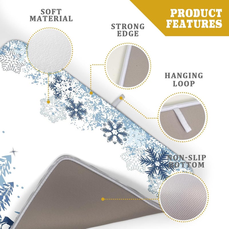 Giwawa Winter Blue Snowflake Dish Drying Mat Christmas Tree Kitchen Counter Dish Drainer Mats Xmas Forest Deer Moose Dish Dry Pad Bottles Protector for Kitchen Countertop Coffee Bar, 18x24 inch Large - Image 4