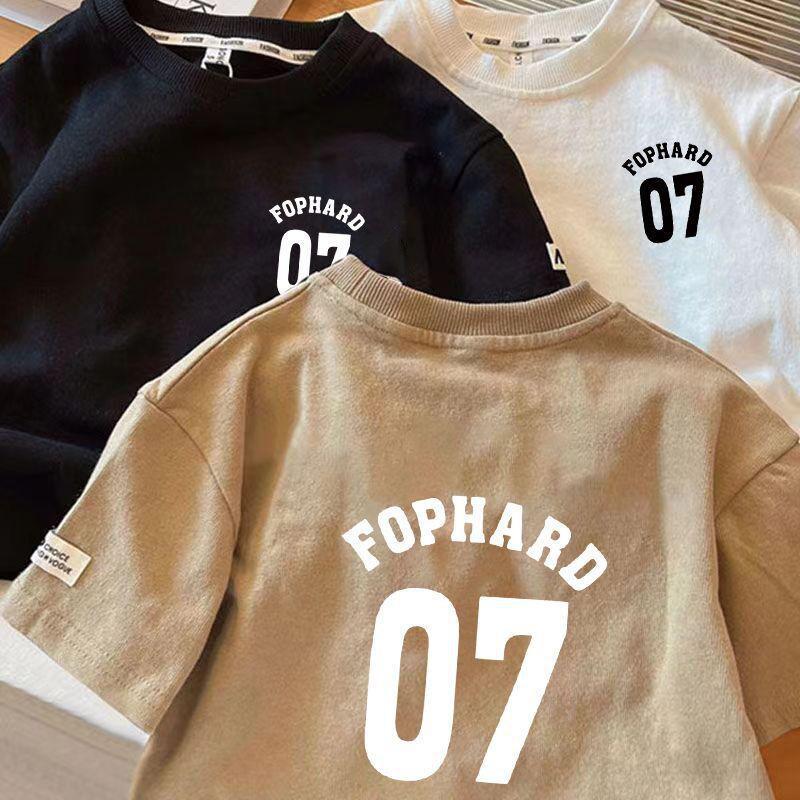 Boys Korean Children's T-shirt Half Sleeve Handsome New 2024 Summer New Children's Cotton Top - Image 1