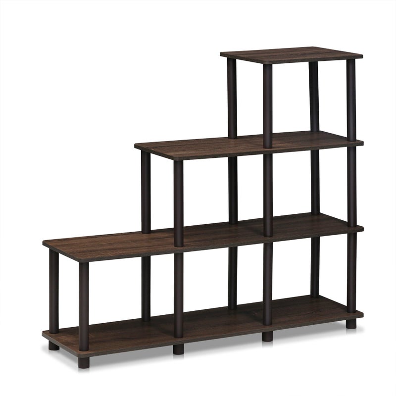 FURINNO 3 shelves TurnNTube Ladder Space Shelf WalnutBrown