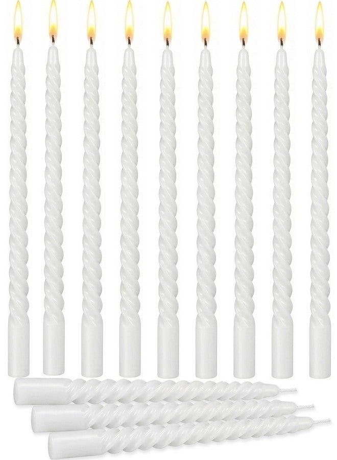 Bgtecho 12 Pack Spiral Taper Candles, 10 Inch White Tall Twisted Candlesticks, Dripless Unscented Thin Candle, Long Burning Smokeless Candles for Wedding Dinner Party Home Decor - Image 1