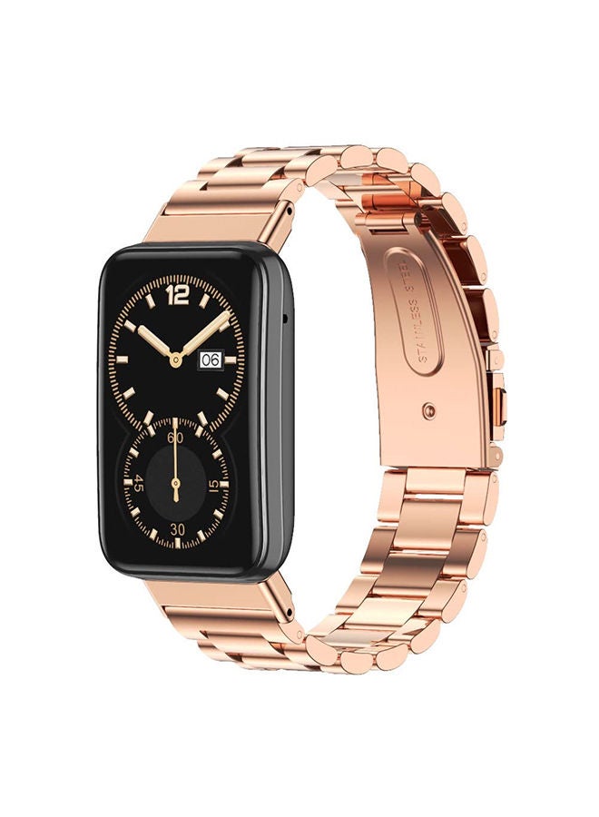 O Ozone Straps for Mi Band 7 Pro Stainless Steel Metal Bracelet for Xiaomi Mi Band 7 Pro Smart Wristbands Replacement Watchbands Accessories for Men Women - Rose Gold - Image 1