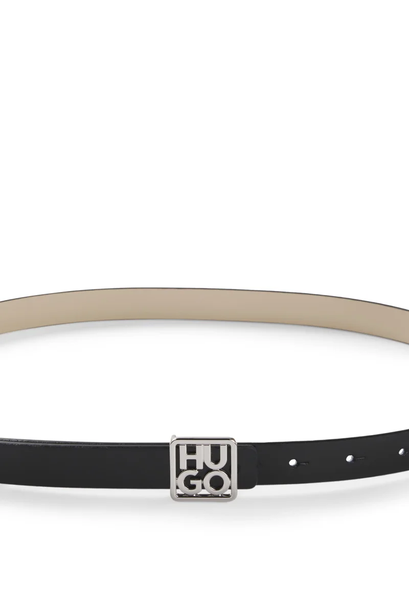 HUGO  Italian-leather reversible belt with stacked-logo buckle for Women | Best Price UAE