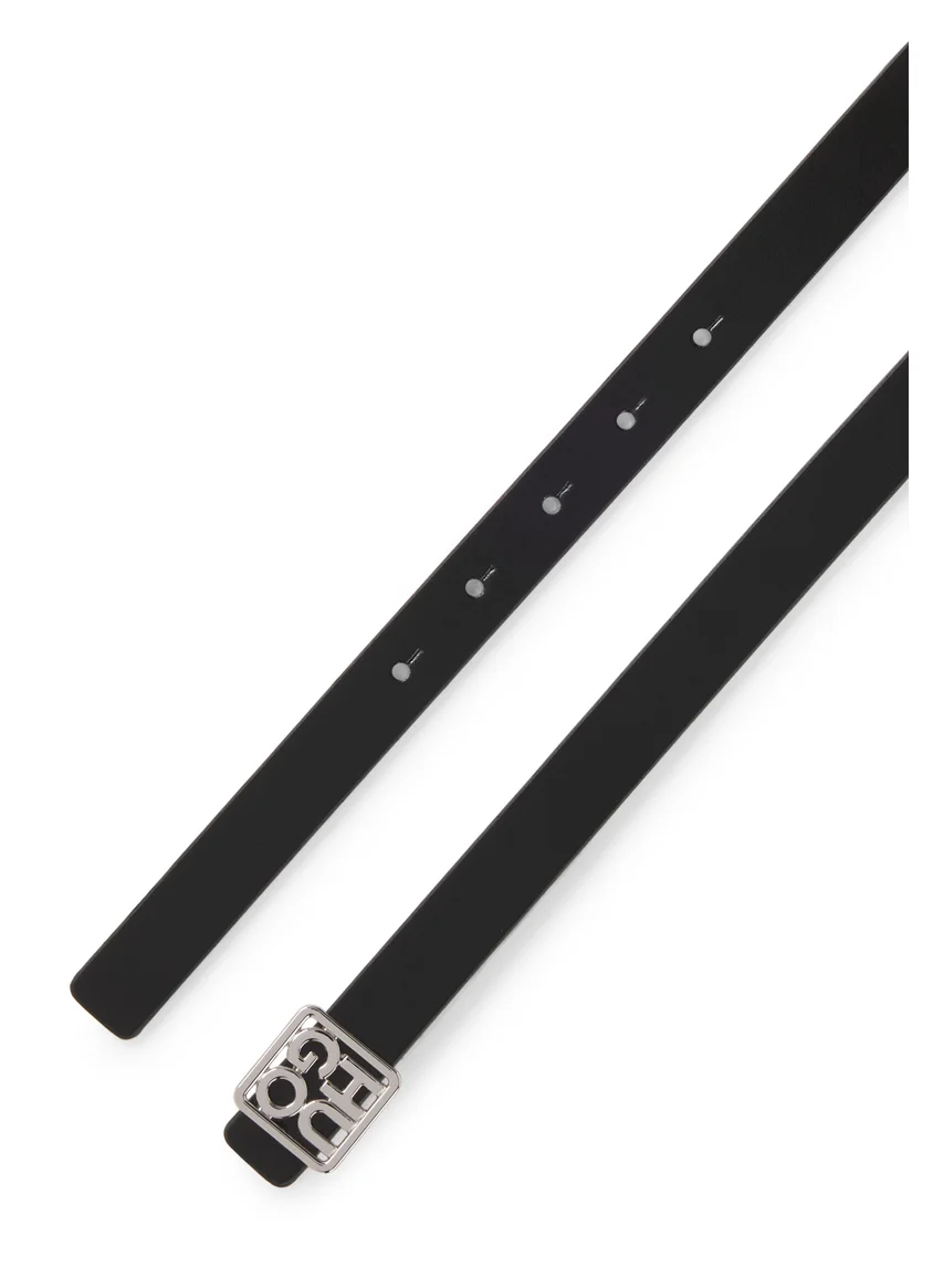 هوجو Italian-leather reversible belt with stacked-logo buckle