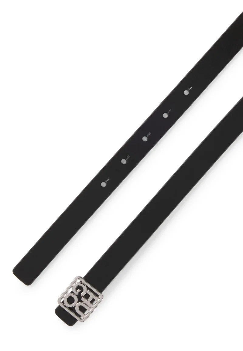 HUGO Italian-leather reversible belt with stacked-logo buckle
