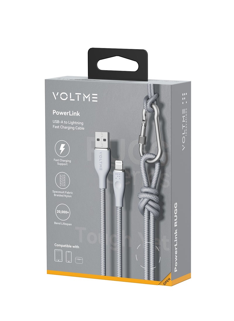 VOLTME - iPhone Cable USB-A to Lightning 4ft (1.2m), Double Nylon Braided, Fast Charging 3A, Zinc-Alloy Connector, Compatible with iPhone 14/13/12 Pro Max/12/11 Pro/X/XS/XR/8 Plus, iPad, iPod, Durable Tangle-Free Cord, High-Speed Data Sync, Apple Charger Cable (Grey) - Image 1