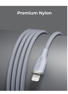 VOLTME iPhone Cable USB-A to Lightning 4ft (1.2m), Double Nylon Braided, Fast Charging 3A, Zinc-Alloy Connector, Compatible with iPhone 14/13/12 Pro Max/12/11 Pro/X/XS/XR/8 Plus, iPad, iPod, Durable Tangle-Free Cord, High-Speed Data Sync, Apple Charger Cable (Grey)  - Image 3