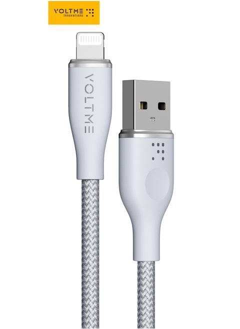 iPhone Cable USB-A to Lightning 4ft (1.2m), Double Nylon Braided, Fast Charging 3A, Zinc-Alloy Connector, Compatible with iPhone 14/13/12 Pro Max/12/11 Pro/X/XS/XR/8 Plus, iPad, iPod, Durable Tangle-Free Cord, High-Speed Data Sync, Apple Charger Cable (Grey)