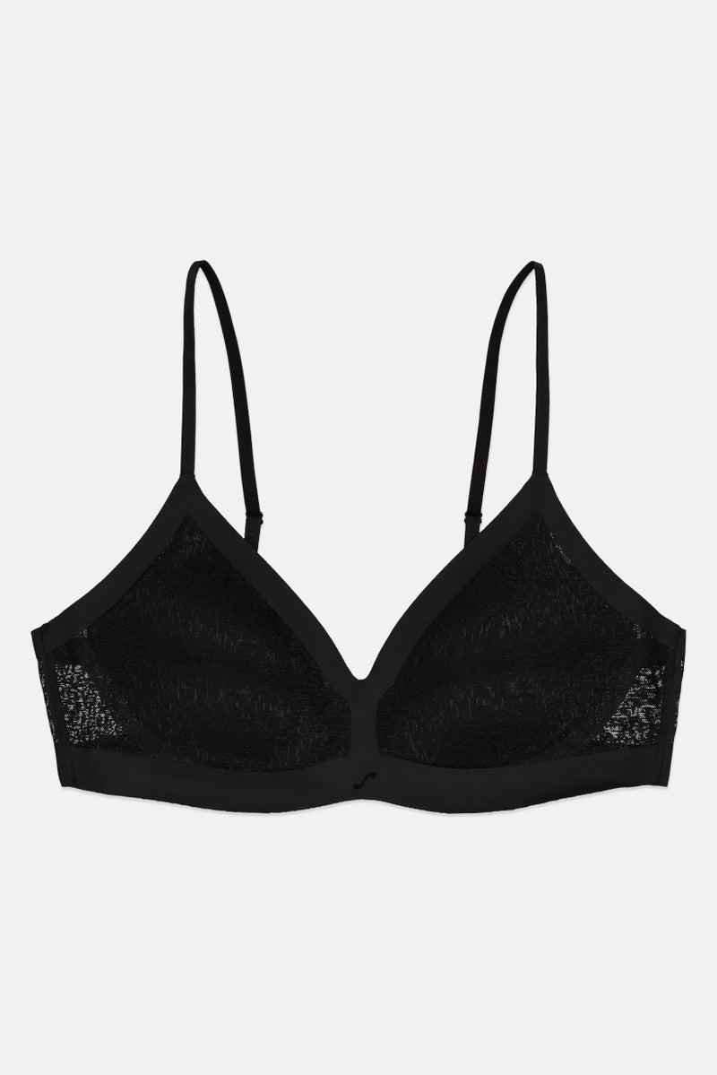 sloggi Women Textured Padded Triangle Bra, Black - Image 1