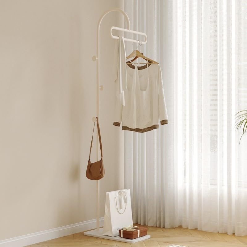 TMOHRA Metal Coat Rack Freestanding with 3 Hooks,170CM Sturdy Coat Racks Hanger Stand and Natural Marble Heavy Base,Clothes Stand Hat Hanger for Bedroom/Hallway/Entryway/Living Room (White) - Image 1