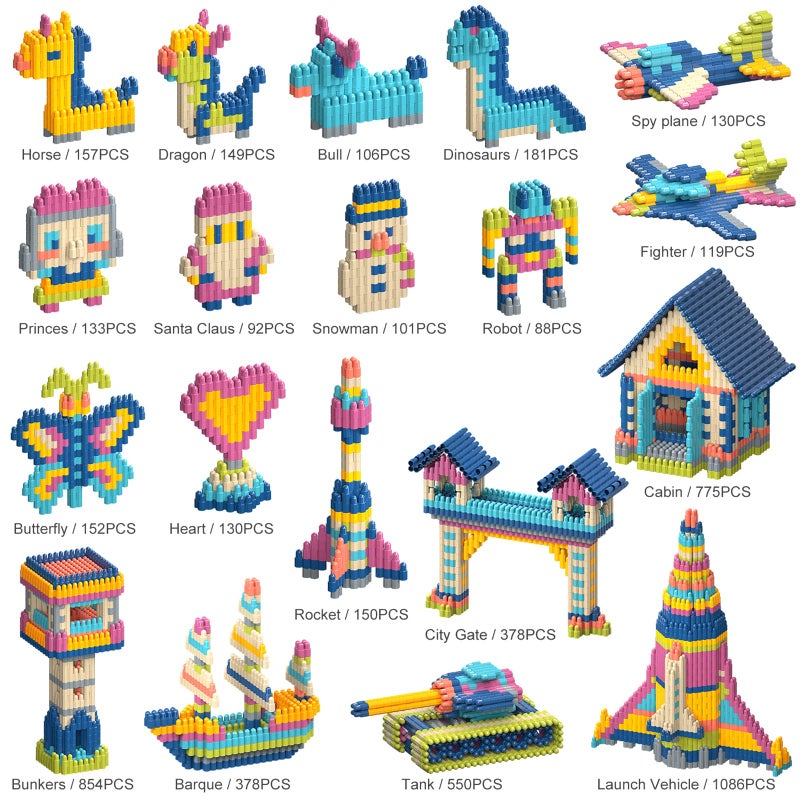 Tigerhu Kids 1120pcs Building Blocks Set Educational STEM Building Toy, Construction Block Toys Set Learning Playset Kit for Boys Girls, Child Brain Development Preschool Kindergarten Toy Age 3+ - Image 3