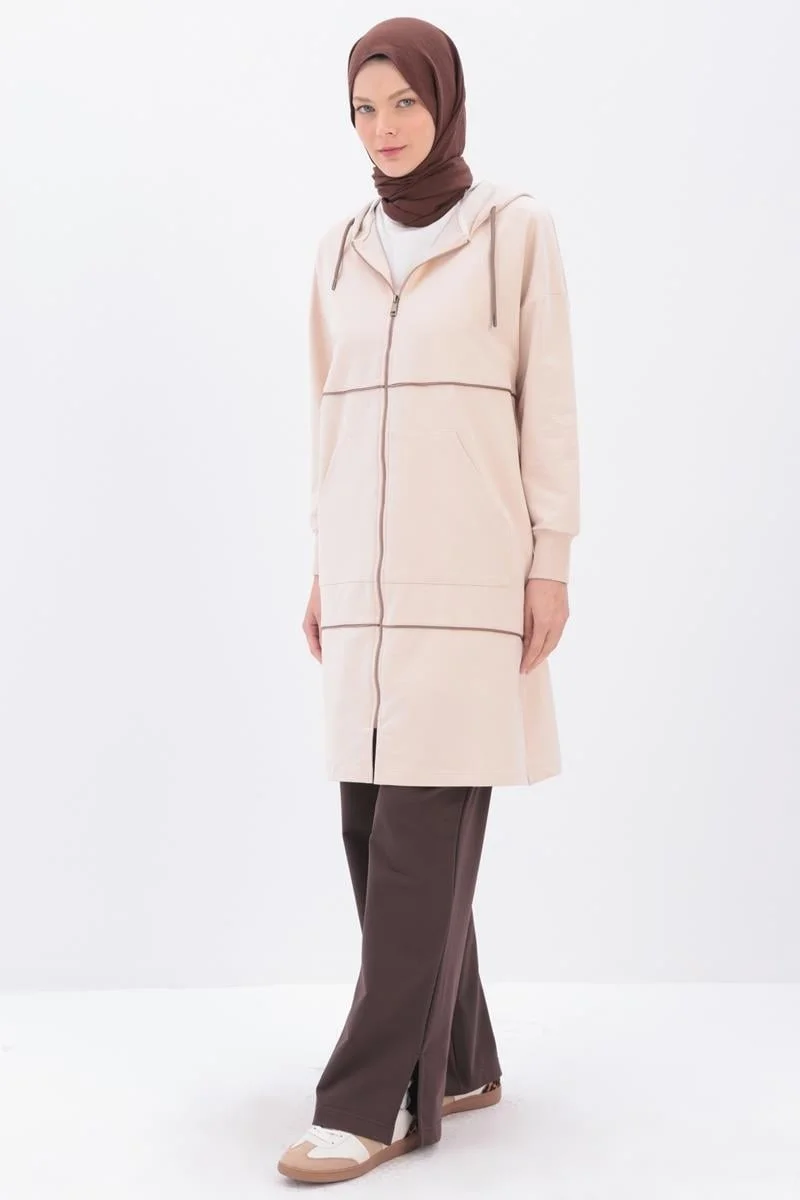 Allday Stone-Satin Intermediate Piping Sweat Cardigan