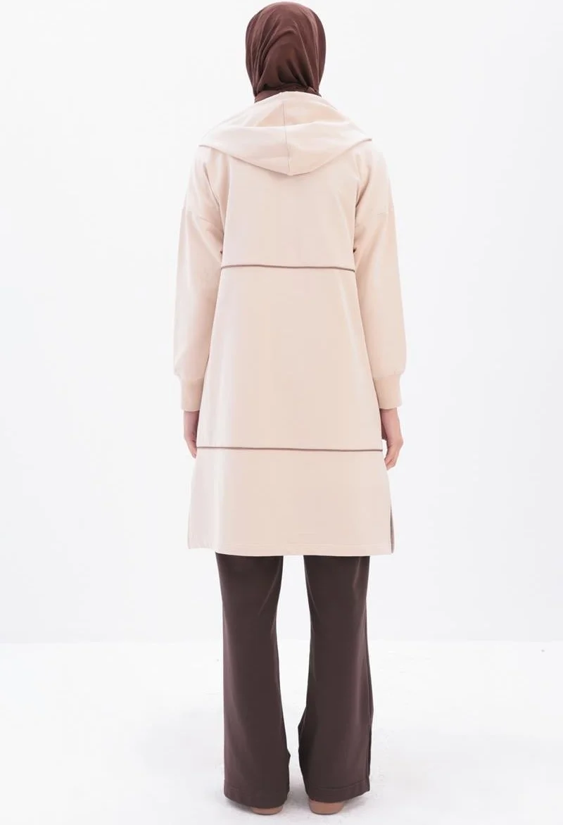 Allday Stone-Satin Intermediate Piping Sweat Cardigan