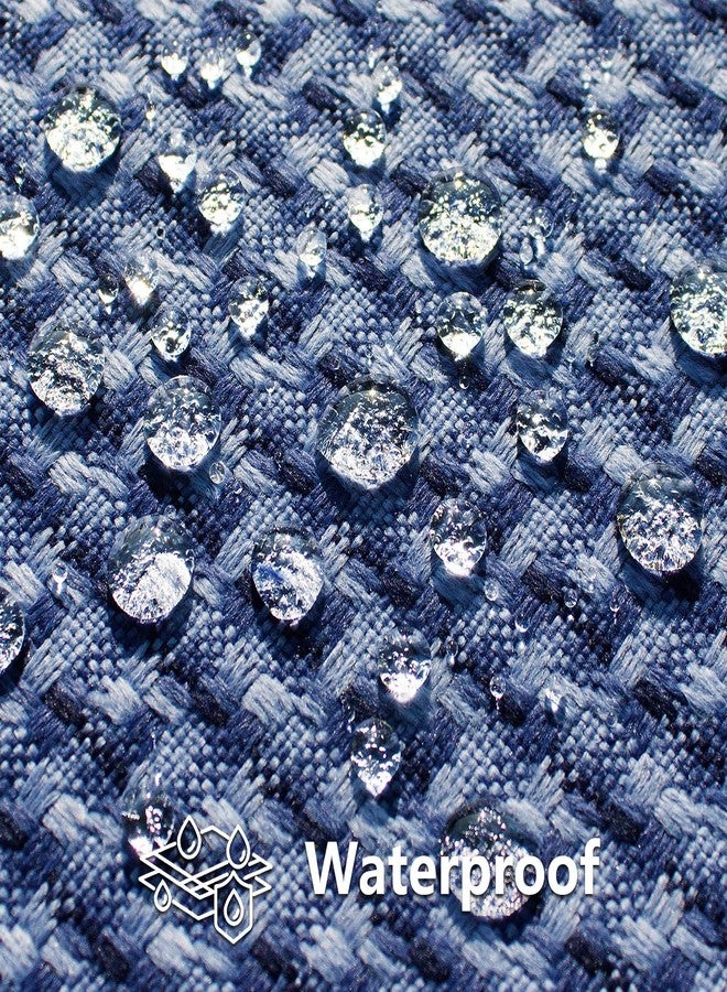 K KEVIN TEXTILE Outdoor Waterproof Throw Pillow Covers Pack of 2 Weaving Texture Water Resistant Outside Decorative Cushion Covers for Garden Patio Tent Balcony Bench Couch Sofa 18x18 Inch, Navy Blue - Image 2
