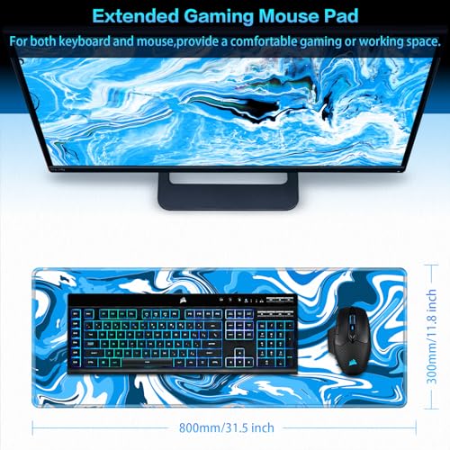 Canjoy Gaming Mouse Pad Fluid Pattern Mouse Pad 315x118inch Large Extended Computer Mouse Mat Keyboard Full Desk Mousepad for Gaming Office Home - Image 3