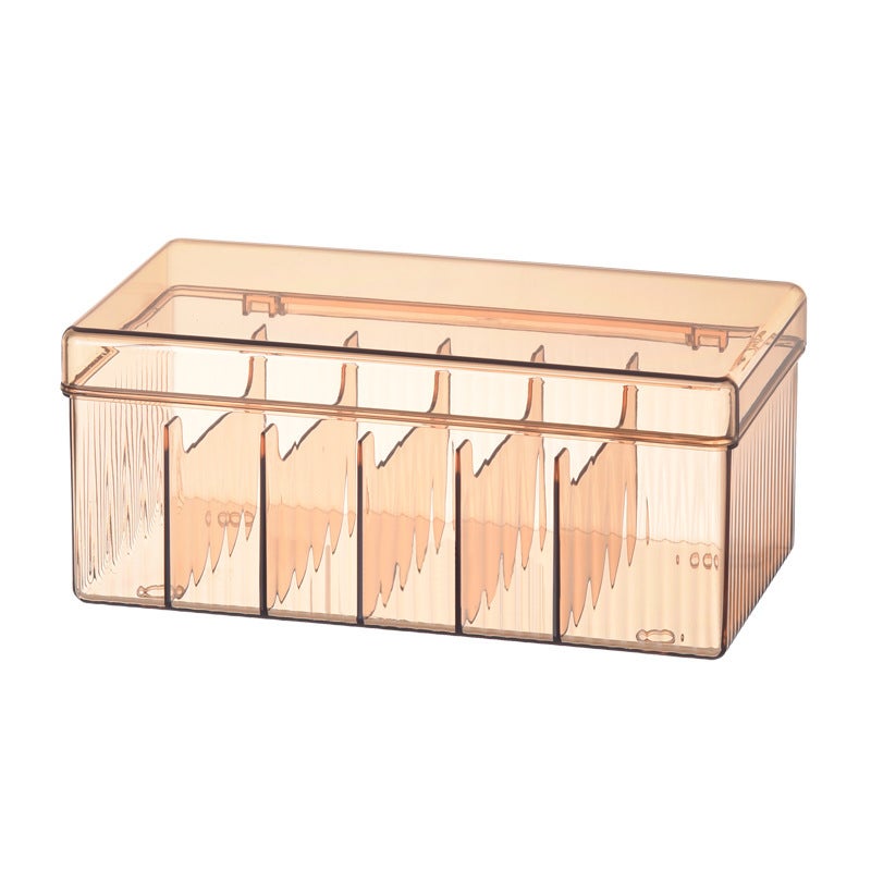 Transparent Eyelashes and Manicure Cosmetics Storage Box with Lid Design Dustproof Large Capacity Classy Generous Acrylic Jewelry(Amber) - Image 1