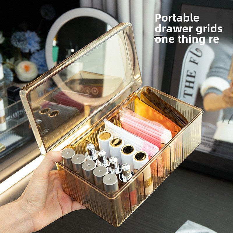 Transparent Eyelashes and Manicure Cosmetics Storage Box with Lid Design Dustproof Large Capacity Classy Generous Acrylic Jewelry(Amber) - Image 4