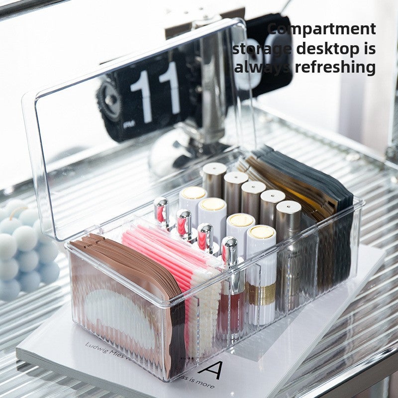 Transparent Eyelashes and Manicure Cosmetics Storage Box with Lid Design Dustproof Large Capacity Classy Generous Acrylic Jewelry(Amber) - Image 3