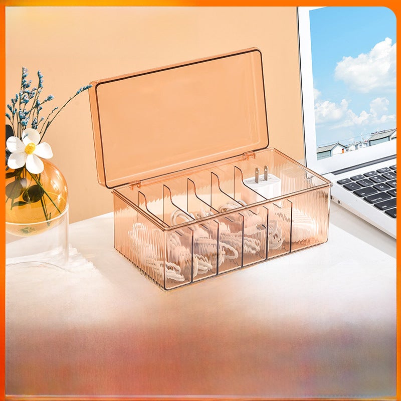 Transparent Eyelashes and Manicure Cosmetics Storage Box with Lid Design Dustproof Large Capacity Classy Generous Acrylic Jewelry(Amber) - Image 2