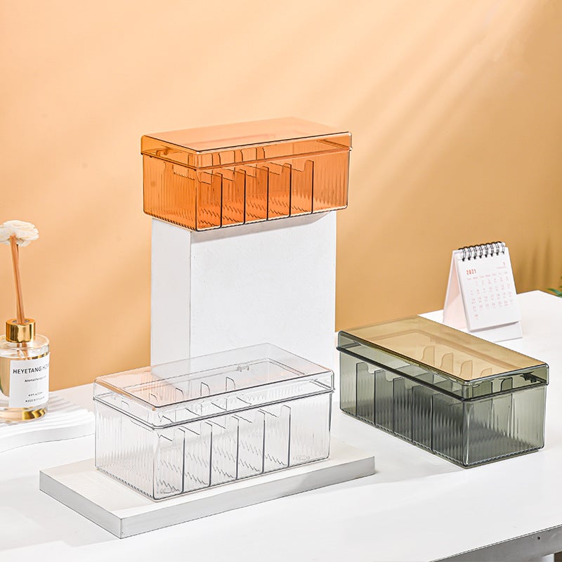 Transparent Eyelashes and Manicure Cosmetics Storage Box with Lid Design Dustproof Large Capacity Classy Generous Acrylic Jewelry(Amber) - Image 5