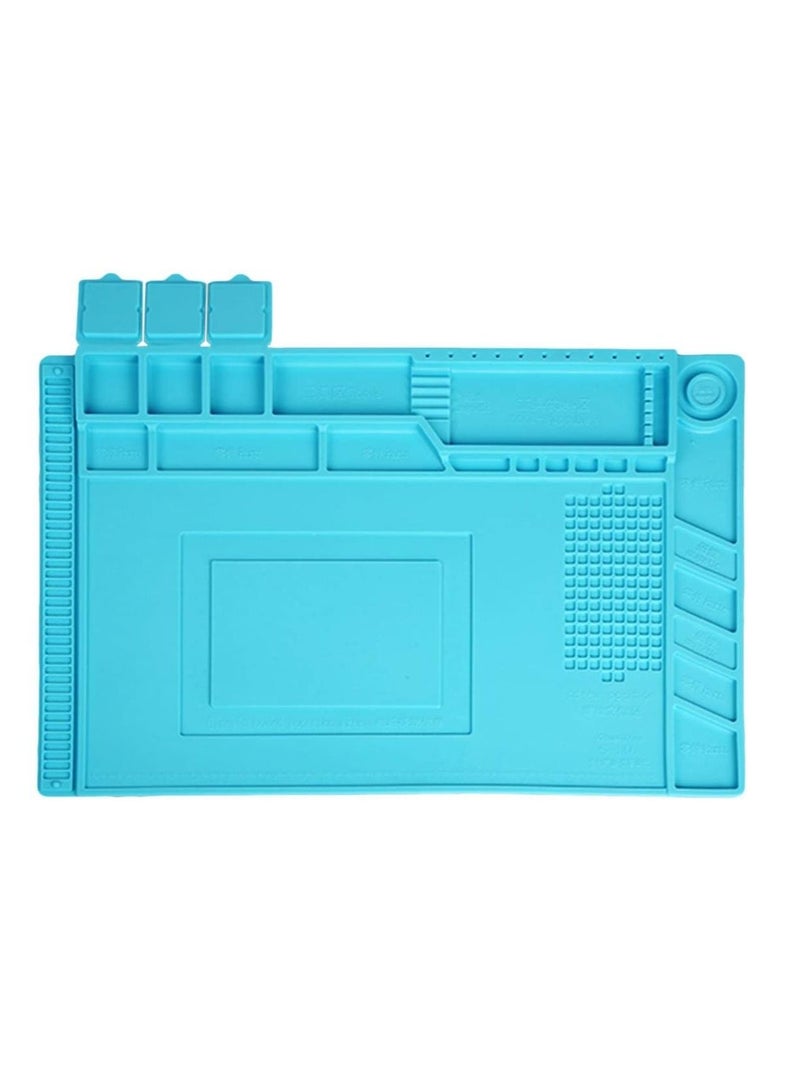 Rubik Silicone Repair Soldering Work Mat Heat Resistant Repairing Work Station Non-skid Insulation Desk Pad Mat S-160 Blue  - Image 4