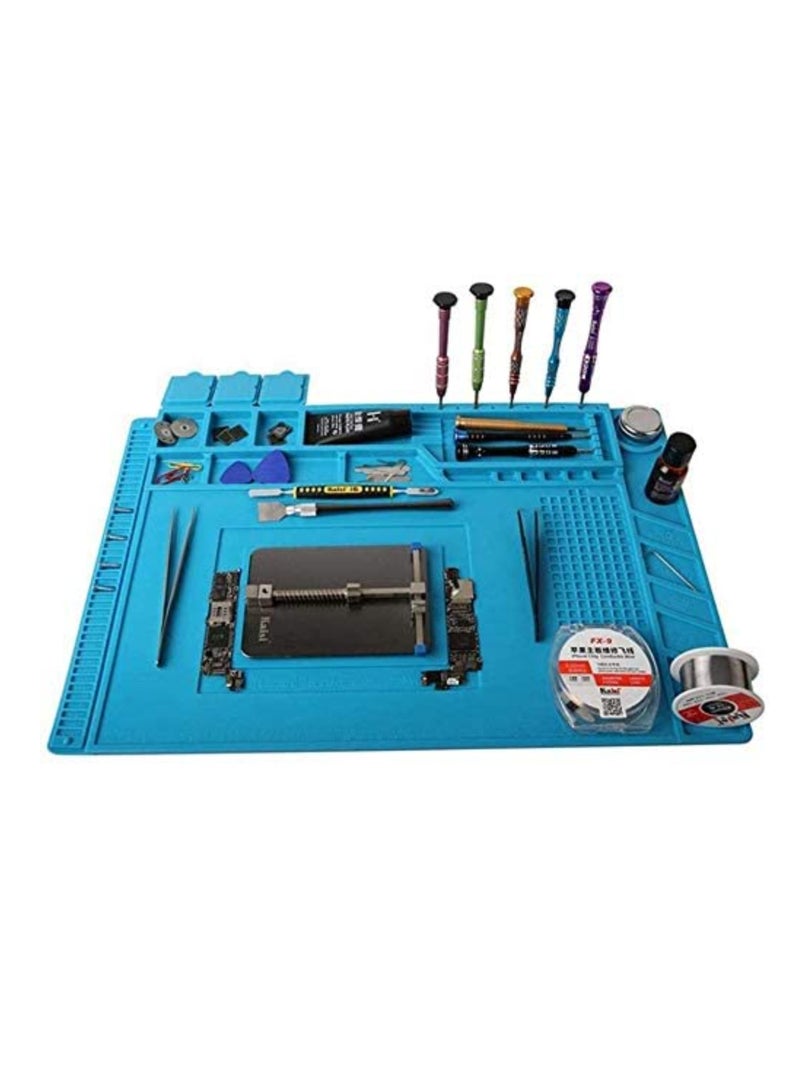 Rubik Silicone Repair Soldering Work Mat Heat Resistant Repairing Work Station Non-skid Insulation Desk Pad Mat S-160 Blue  - Image 5