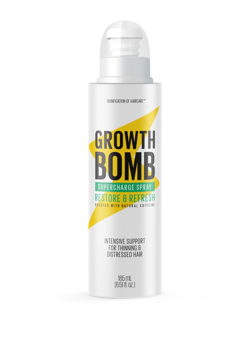 Growth Bomb Leave-In Hair Growth Spray with Caffeine & Antioxidants - Boosts Hair Volume, Protects Against Breakage & Hydrates Strands (185 ml) - Image 1