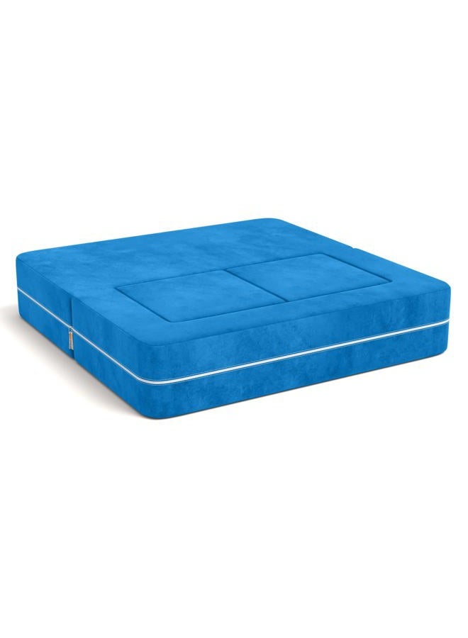 Jaxx Zipline Kids Modular Loveseat & Ottomans/Fold Out Lounger, Blueberry - Image 3