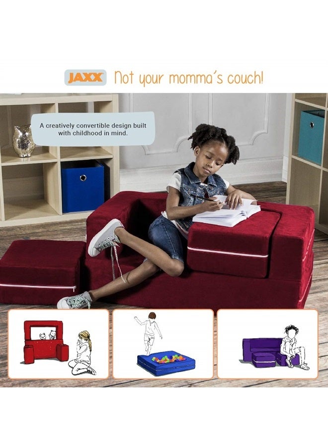 Jaxx Zipline Kids Modular Loveseat & Ottomans/Fold Out Lounger, Blueberry - Image 4