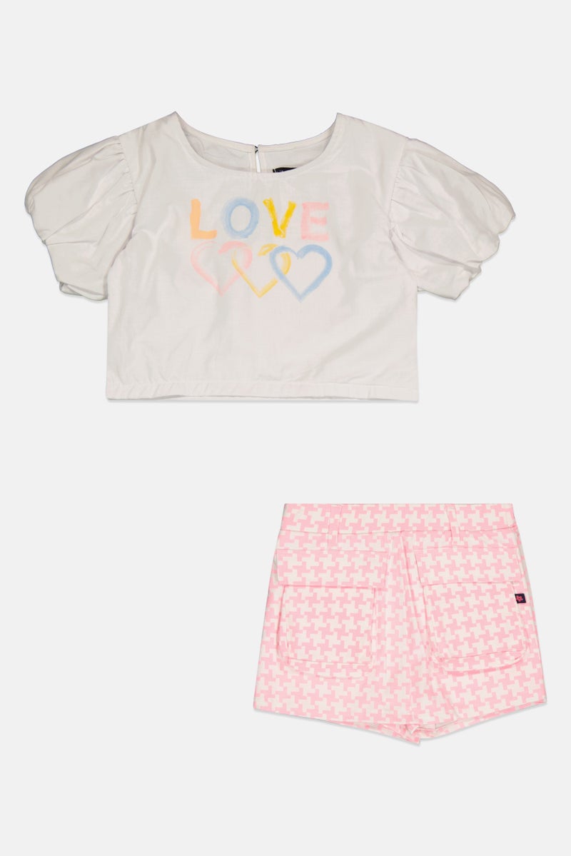 Limited Too Kids Girl 2 Pieces Graphic Print Top And Shorts, Multicolor - Image 2