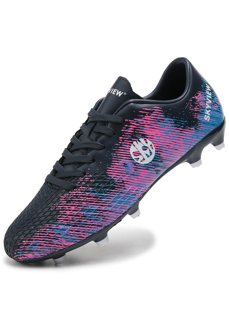 SKY VIEW Boys And Girls Soccer Cleats Turf Soccer Shoes For Kids Indoor Outdoor Children Unisex Football Boots AG FG Wide Training Sneaker Black Pink - Image 1