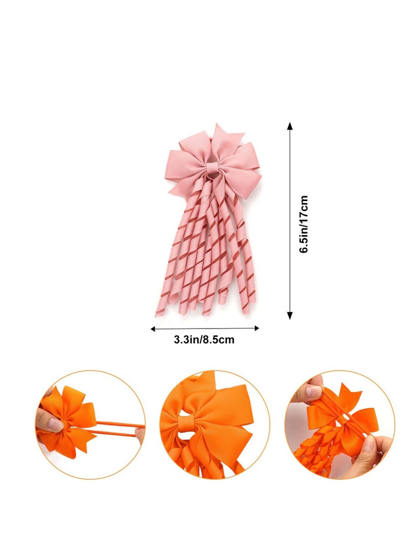 Excefore Hair Bow Spiral Streamers, 2 Pcs Curly Bow Hair Bands Kids Spiral Hair Ties Ponytail Holder Hair Ribbons Bobbles for Girls Toddler Kids, Girls School Hair Accessories - Image 5