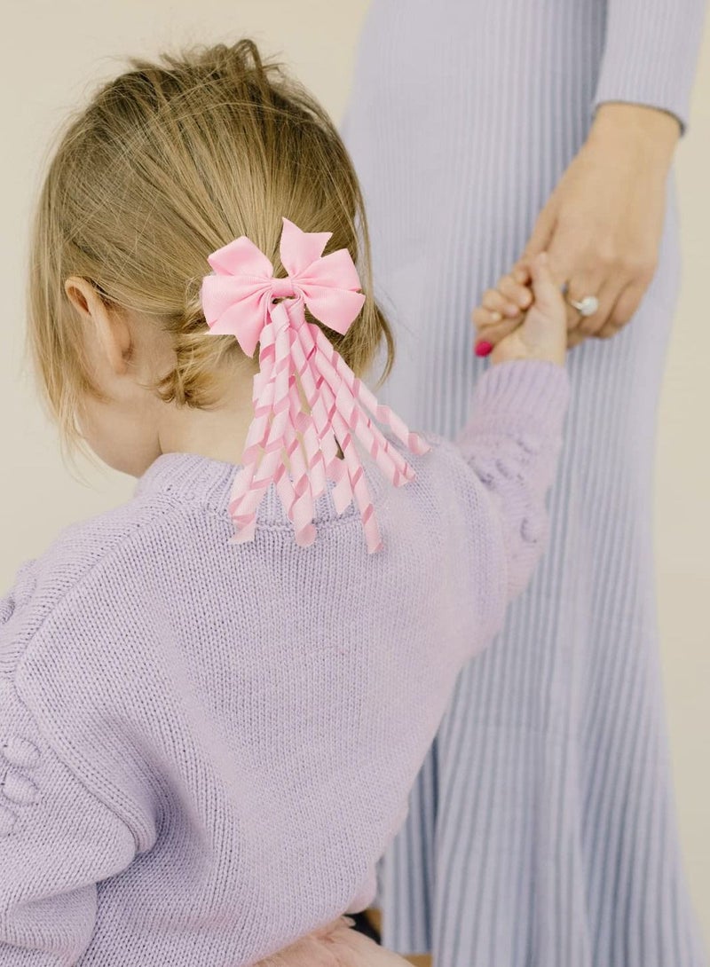 Excefore Hair Bow Spiral Streamers, 2 Pcs Curly Bow Hair Bands Kids Spiral Hair Ties Ponytail Holder Hair Ribbons Bobbles for Girls Toddler Kids, Girls School Hair Accessories - Image 3