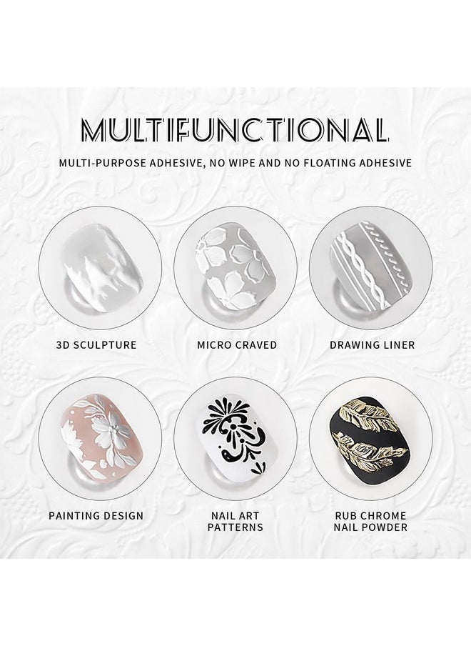 U-Shinein Mirco Sculpture Painting Nail Gel With Chrome Nail Powder, 3D Black Painting Carved Nail Gel, Metallic Mirror Effect, Creative Molding Gel For Diy Nail Home Salon Manicure Soak Off Uv Led  - Image 3