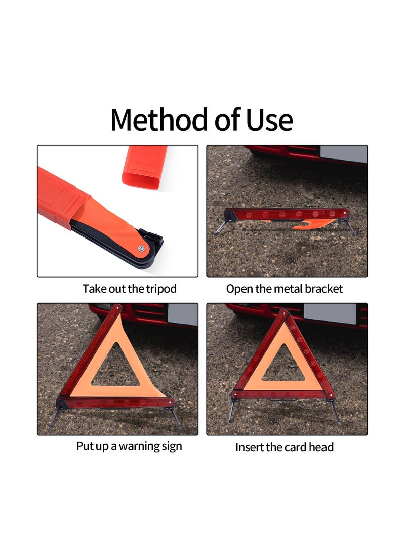 SYOSI 2PCS Car Emergency Warning Triangle and 2PCS Reflective Safety Vest Kit, Foldable Car Road Safety Kit Reflective Safety Warning Triangle Car Breakdown Safety Kit for Car Truck SUV Breakdown  - Image 3