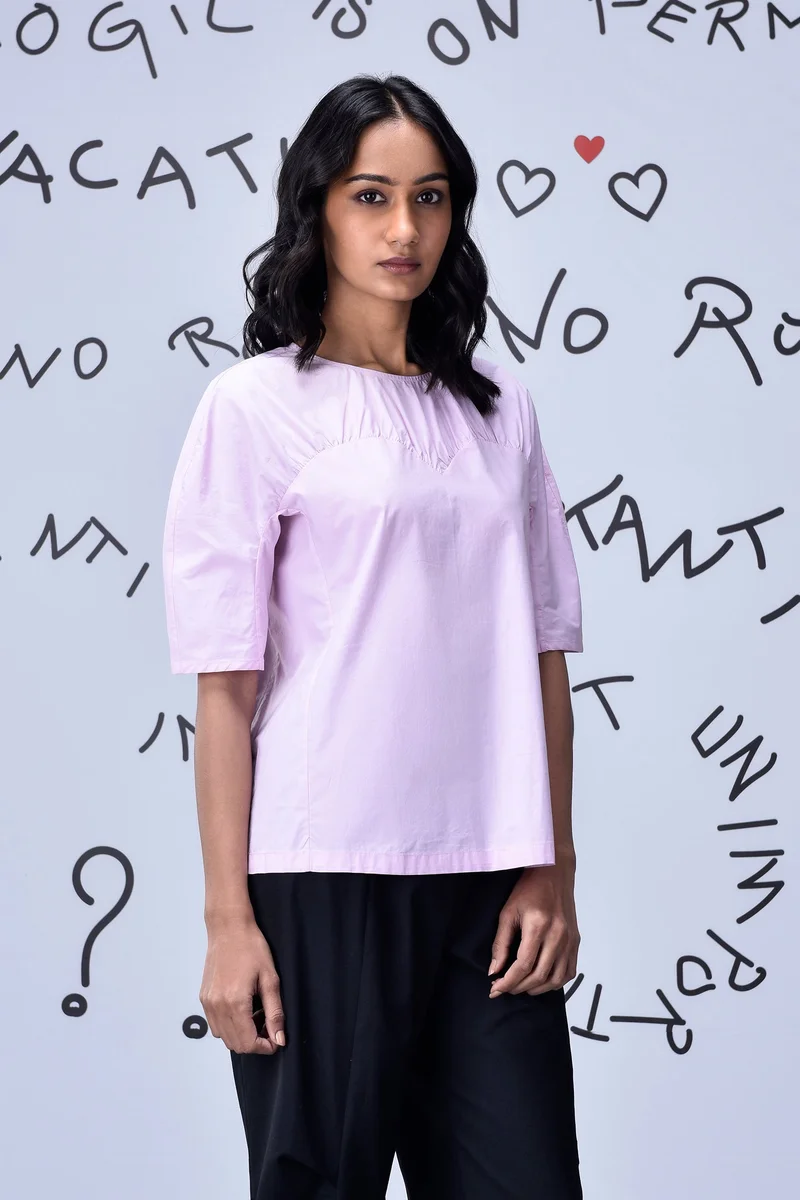 Genes Lecoanet Hemant Gather Heart Regular Fit Top- Smoothie Pink