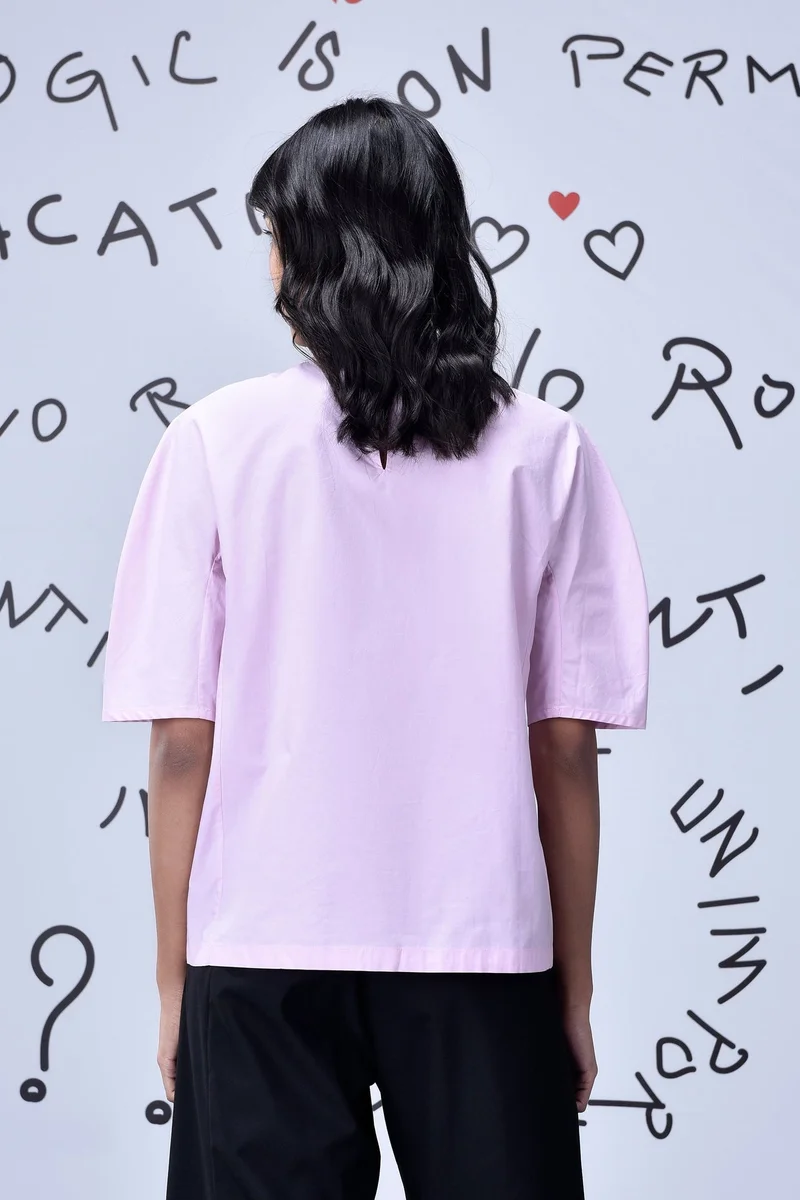 Genes Lecoanet Hemant  Gather Heart Regular Fit Top- Smoothie Pink for Women | Best Price UAE