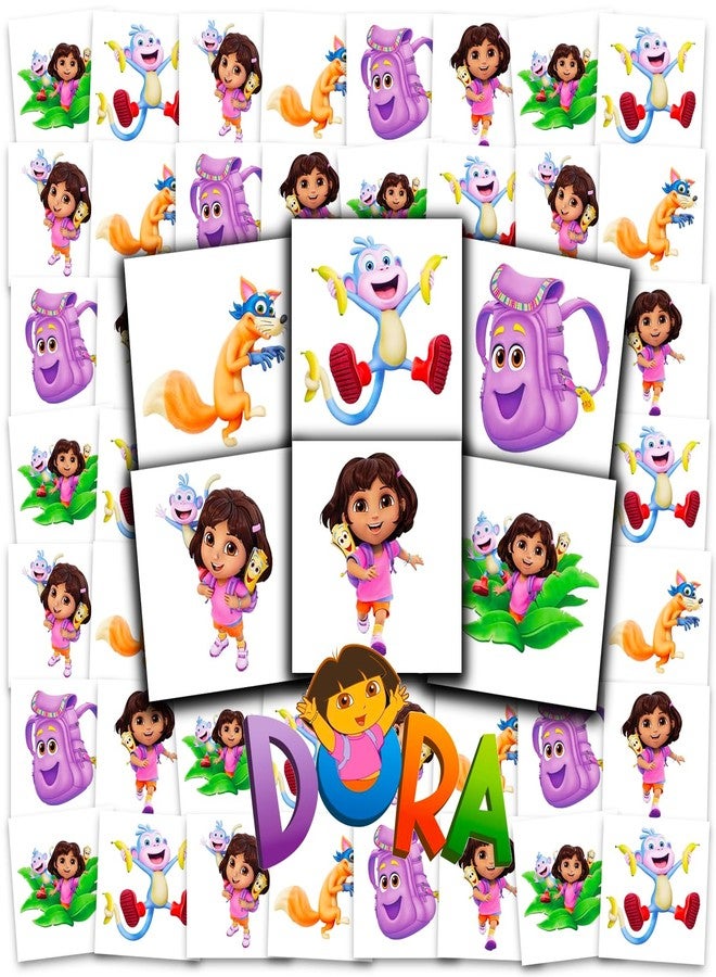 DORA the EXPLORER Dora Tattoos for Kids Party Favors Bundle - 72 Pc Individual Tattoos - Image 1