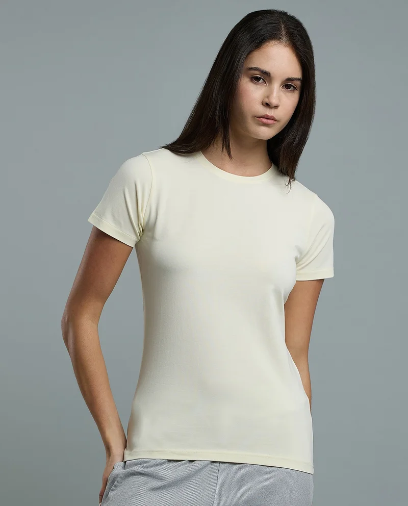 أر أند بي Solid T-Shirt With Crew Neck And Short Sleeves