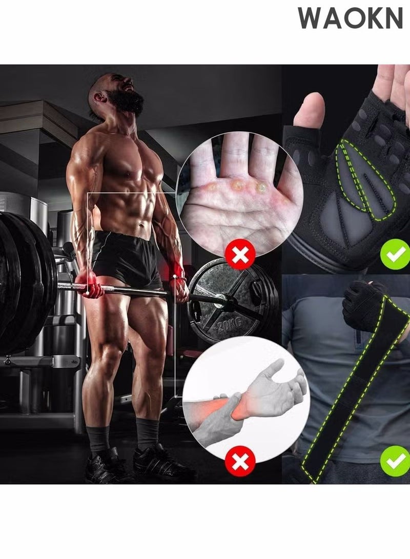 WAOKN Workout Gloves Weight Lifting Gloves for Men and Women, Wrist Support Gloves,Breathable Half Finger Exercise Gloves for Weight Training, Pull Up, Gym Fitness, Home Work Out,Exercise - Image 4