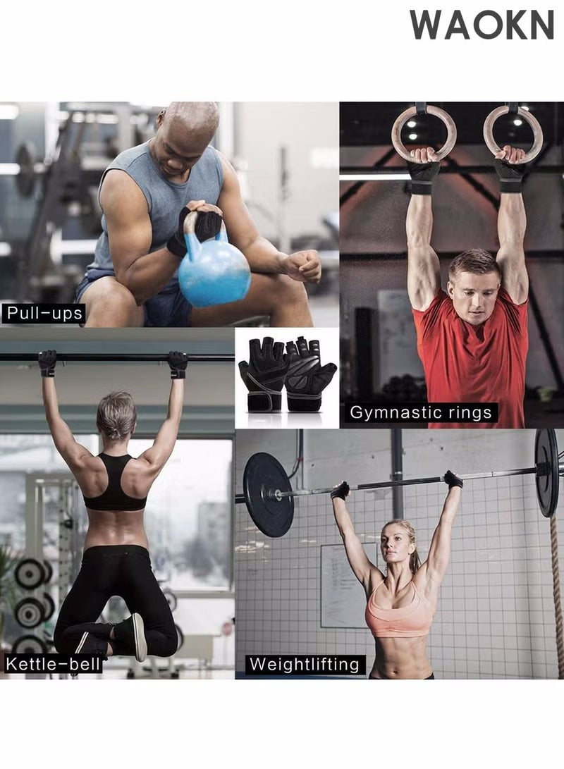 WAOKN Workout Gloves Weight Lifting Gloves for Men and Women, Wrist Support Gloves,Breathable Half Finger Exercise Gloves for Weight Training, Pull Up, Gym Fitness, Home Work Out,Exercise - Image 3